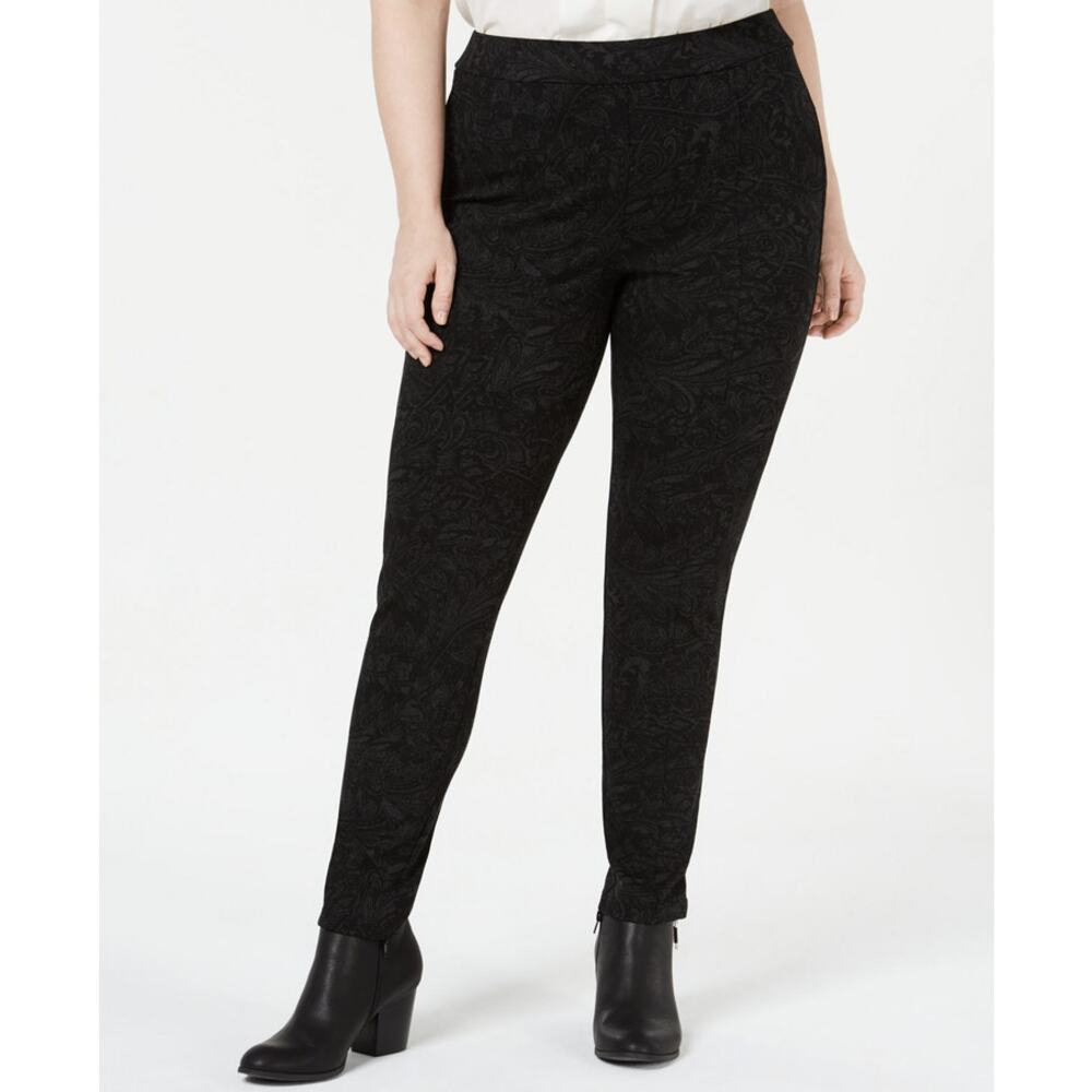NEW Style & Co. Comfort Black Paisley Utopia Ponte Leggings Plus Size 14W Pants